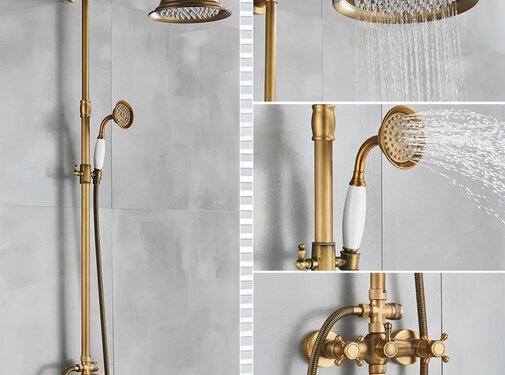 VALISA Antieke douche set messing ronde regendouche DB-0613-B