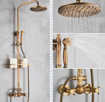 VALISA Antieke douche set messing ronde regendouche DB-0613-E