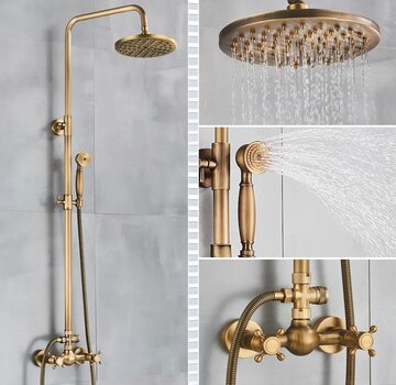 VALISA Antieke douche set messing ronde regendouche DB-0613-F