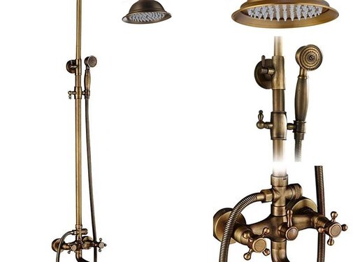 VALISA Antieke douche set messing ronde regendouche DB-0613-G