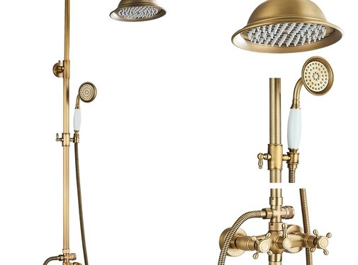 VALISA Antieke douche set messing ronde regendouche DB-0613-H