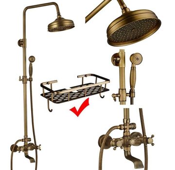 VALISA Antieke douche set messing ronde regendouche DB-0613-I