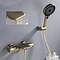 Thermostaat wand badkraan Set met waterval en luxe handdouche geborsteld goud