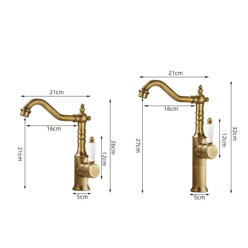 Shop nu deze Robuuste nostalgische wastafelkraan met porseleinen hendel antiek laag op Valisa.nl