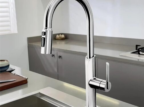 VALISA Modern design keukenkraan met uittrekbare spoelkop en twee standen chroom