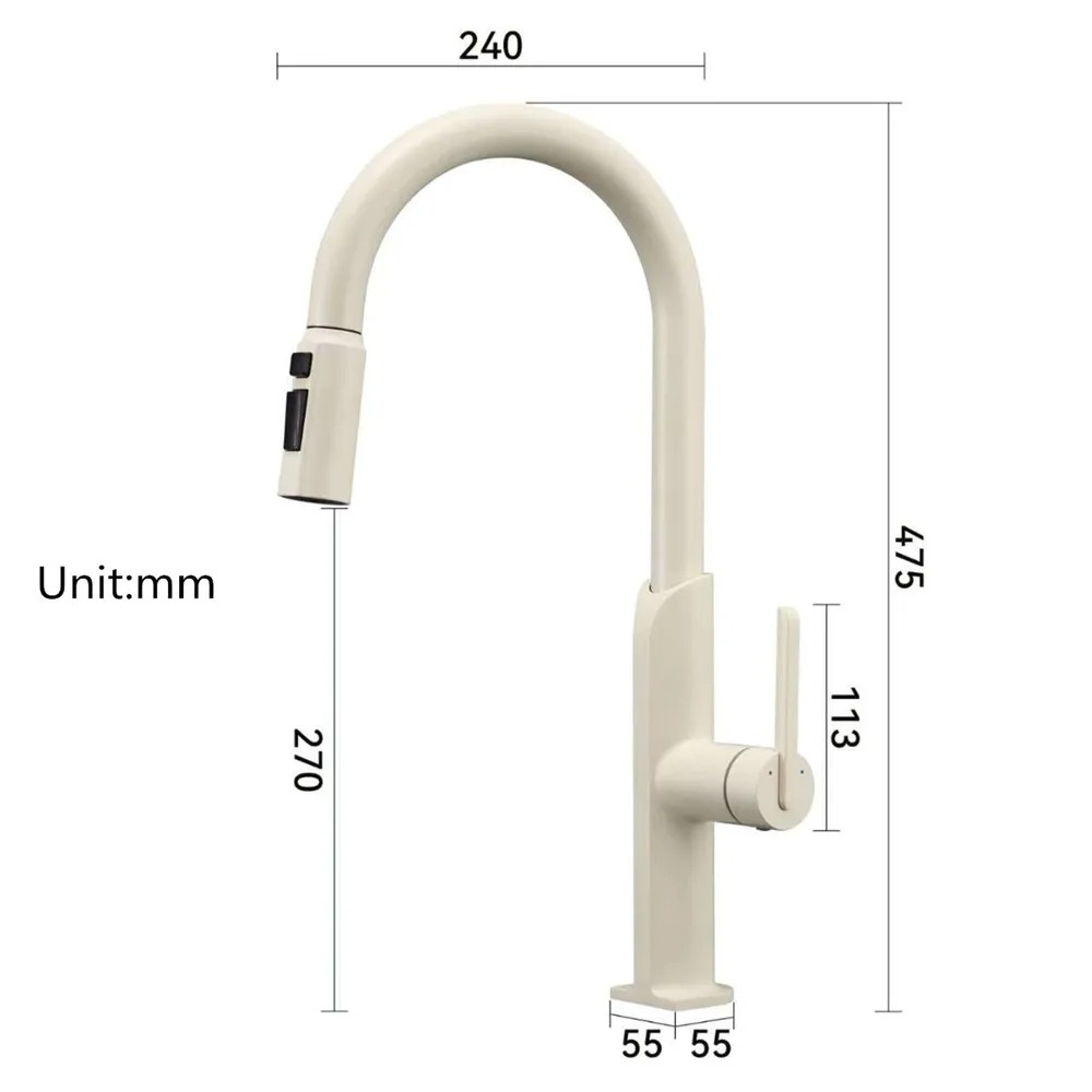 Shop nu deze Modern design keukenkraan met uittrekbare spoelkop en twee standen chroom op Valisa.nl