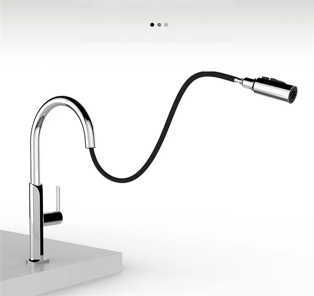 Shop nu deze Modern design keukenkraan met uittrekbare spoelkop en twee standen chroom op Valisa.nl