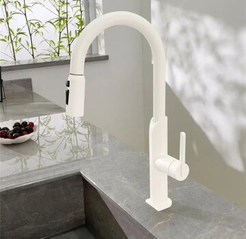VALISA Modern design keukenkraan met uittrekbare spoelkop en twee standen wit