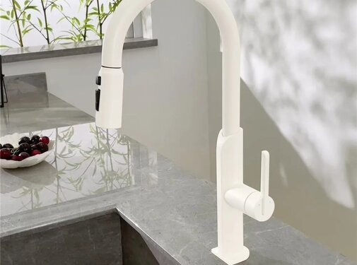 VALISA Modern design keukenkraan met uittrekbare spoelkop en twee standen wit