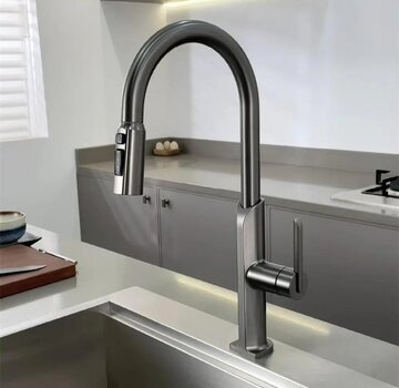 VALISA Modern design keukenkraan met uittrekbare spoelkop en twee standen gun metal