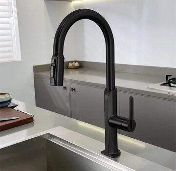 VALISA Modern design keukenkraan met uittrekbare spoelkop en twee standen zwart