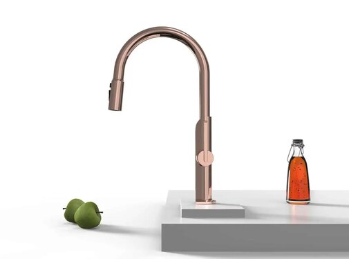 VALISA Modern design keukenkraan met uittrekbare spoelkop en twee standen geborsteld rose goud