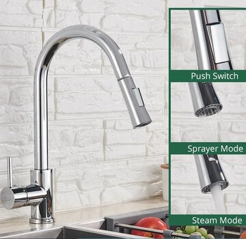 VALISA Luxe moderne keukenkraan messing chroom