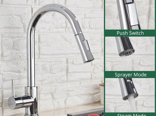 VALISA Luxe moderne keukenkraan messing chroom