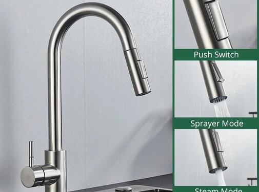 VALISA Luxe moderne keukenkraan messing geborsteld nikkel