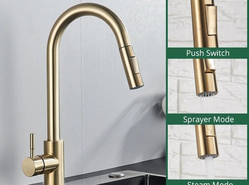 VALISA Geborsteld gouden kraan luxe messing pull down