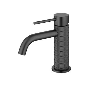 VALISA Wastafelkraan met modern ultra luxe design  geribbelde afwerking zwart laag