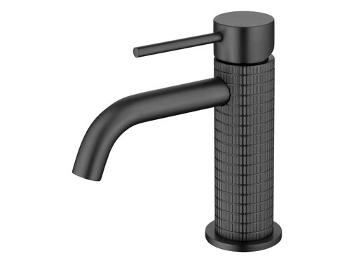 VALISA Wastafelkraan met modern ultra luxe design  geribbelde afwerking zwart laag