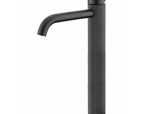 VALISA Wastafelkraan met modern ultra luxe design geribbelde afwerking zwart hoog