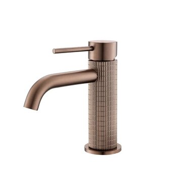 VALISA Wastafelkraan met modern ultra luxe design  geribbelde afwerking geborsteld roségoud laag