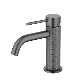VALISA Wastafelkraan met modern ultra luxe design  geribbelde afwerking gun metal laag