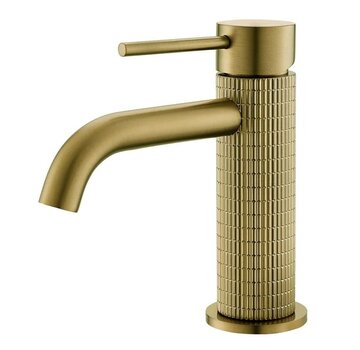 VALISA Wastafelkraan met modern ultra luxe design  geribbelde afwerking geborsteld goud laag