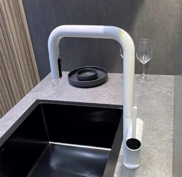 VALISA Ultra luxe design keukenkraan met  uitrekbare uitloop met 2 standen wit