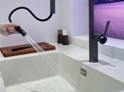 VALISA Ultra luxe design keukenkraan met  uitrekbare uitloop met 2 standen gun metal