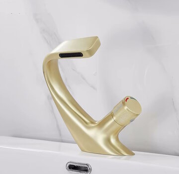 VALISA Moderne luxe design wastafel mengkraan creatieve waterval geborsteld goud