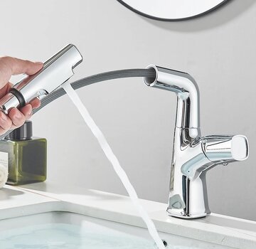 VALISA Luxe design uitschuifbare mengkraan met uitrekbare spoelkop 2 standen chroom