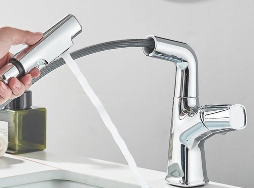 VALISA Luxe design uitschuifbare mengkraan met uitrekbare spoelkop 2 standen chroom