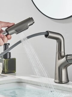 VALISA Luxe design uitschuifbare mengkraan met uitrekbare spoelkop 2 standen geborsteld gun metal