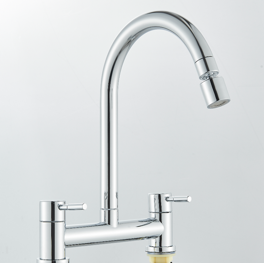 Shop nu deze Moderne messing brugkraan met dubbele hendel en kantelbare uitloop chroom op Valisa.nl