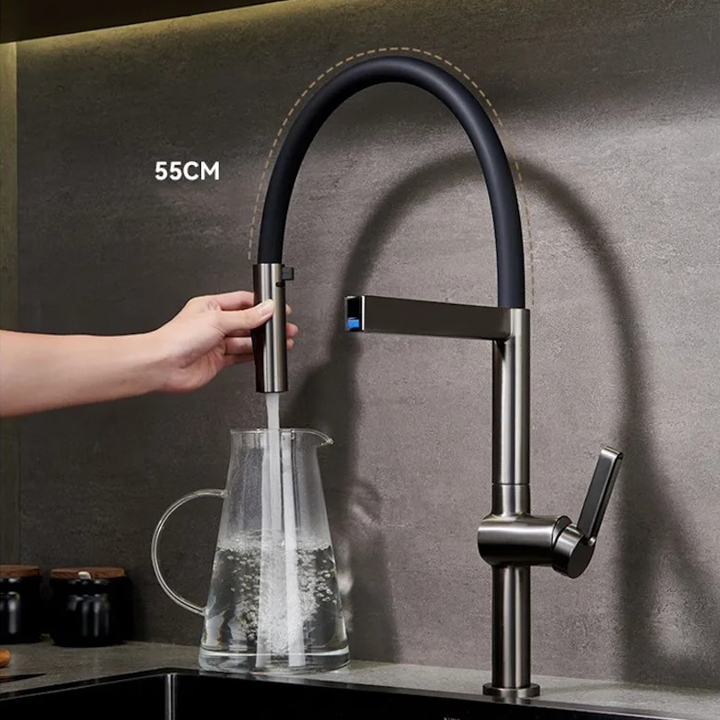 Shop nu deze Nieuwe keuken mengkraan met magnetische sluiting 360 graden rotatie pull down modern geborsteld nikkel op Valisa.nl