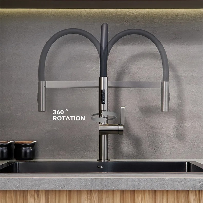 Shop nu deze Nieuwe keuken mengkraan met magnetische sluiting 360 graden rotatie pull down modern geborsteld nikkel op Valisa.nl