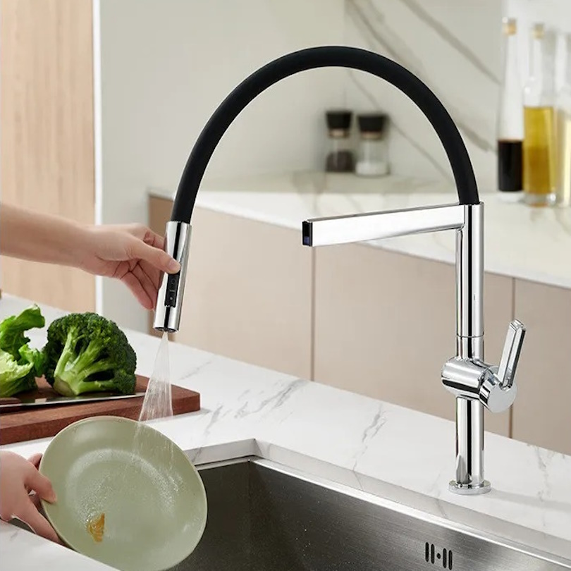 Shop nu deze Nieuwe keuken mengkraan met magnetische sluiting 360 graden rotatie pull down modern geborsteld nikkel op Valisa.nl