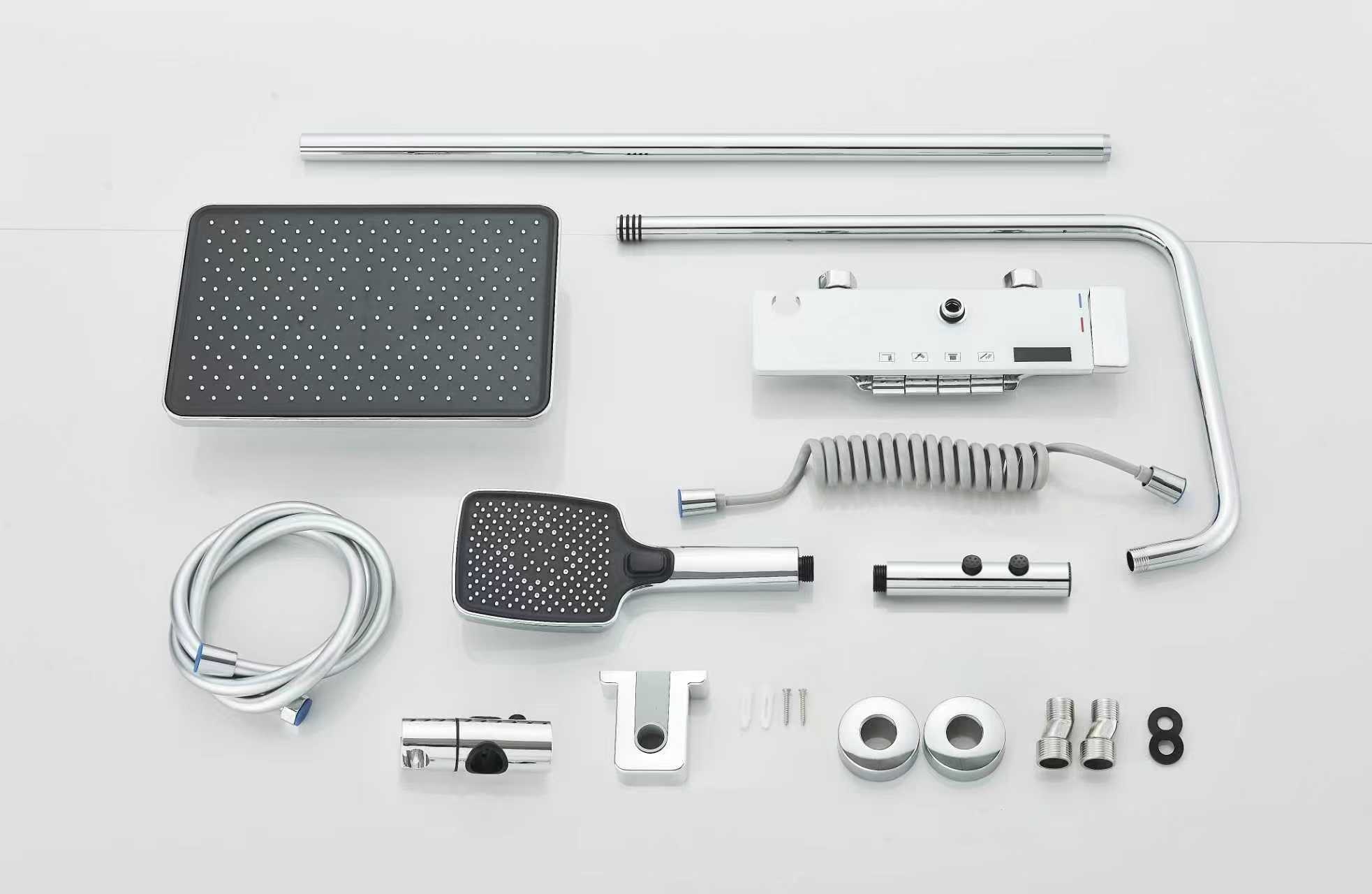 Shop nu deze Luxe modern design thermostaat douche set met digitaal display wit met chroom op Valisa.nl