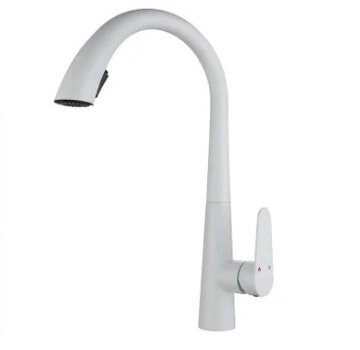 VALISA Modern hoog gebogen pull down keuken mengkraan met 2 functies wit