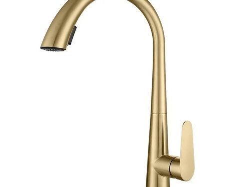 VALISA Modern hoog gebogen pull down keuken mengkraan met 2 functies geborsteld goud