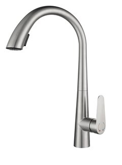 VALISA Modern hoog gebogen pull down keuken mengkraan met 2 functies geborsteld nikkel