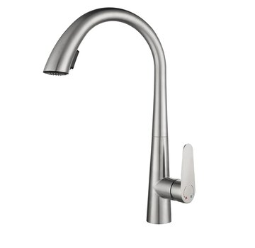 VALISA Modern hoog gebogen pull down keuken mengkraan met 2 functies geborsteld nikkel