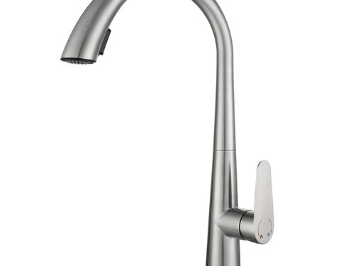 VALISA Modern hoog gebogen pull down keuken mengkraan met 2 functies geborsteld nikkel