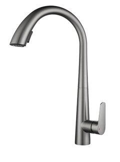 VALISA Modern hoog gebogen pull down keuken mengkraan met 2 functies gun metal