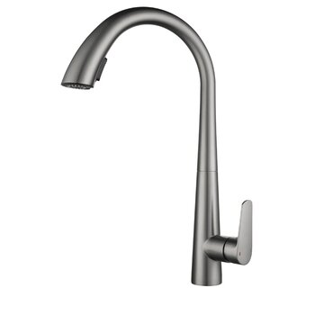 VALISA Modern hoog gebogen pull down keuken mengkraan met 2 functies gun metal