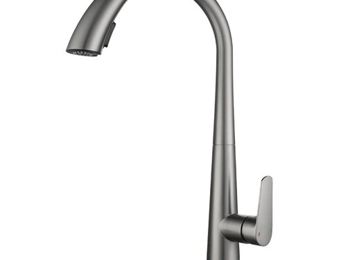 VALISA Modern hoog gebogen pull down keuken mengkraan met 2 functies gun metal