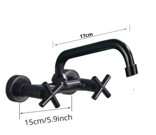 Shop nu deze Wandkraan Mat Zwarte Mengkraan Draaibare Uitloop Style 2 -17cm op Valisa.nl