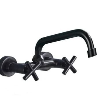 VALISA Wandkraan Mat Zwarte Mengkraan Draaibare Uitloop Style 2 -17cm