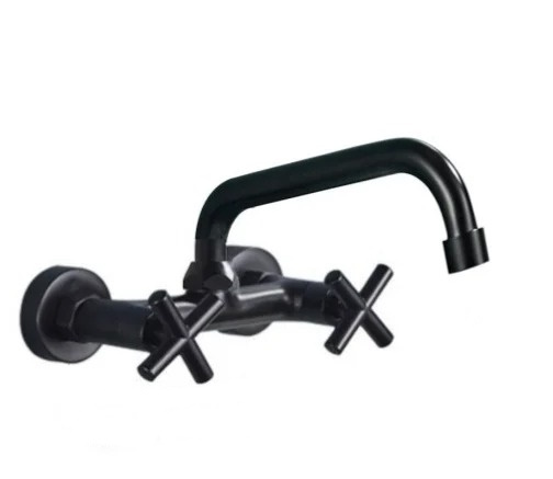 Shop nu deze Wandkraan Mat Zwarte Mengkraan Draaibare Uitloop Style 2 -17cm op Valisa.nl
