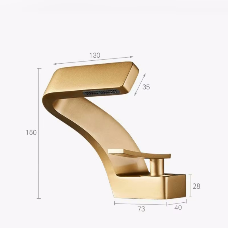 Shop nu deze Luxe design wastafel waterval mengkraan geborsteld goud modern op Valisa.nl