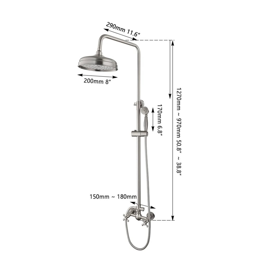Shop nu deze 20cm regendouche bad douche set mengkraan met handdouche chroom gepolijst type 1 op Valisa.nl